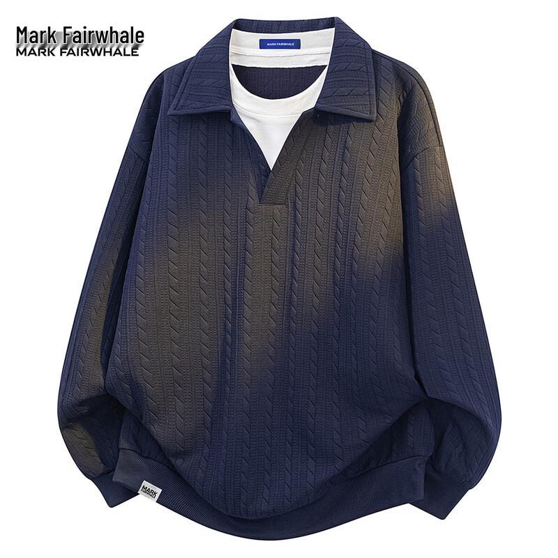 Mark Hua Fei Men's Faux Two-Piece Long Sleeve Sweatshirt