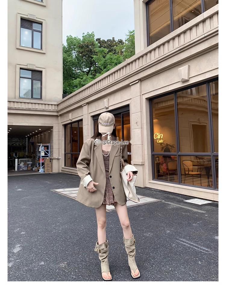 Traube Stilvolle Zehenfreie Stiefel mit Blockabsatz bis zur mittleren Wade mit Zehenspreizer für Damen