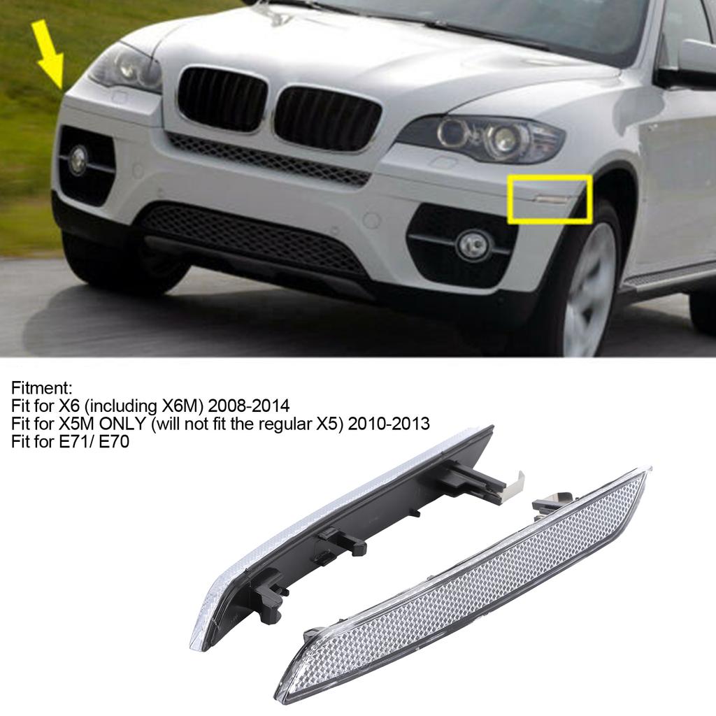 2Pcs Side Marker Light 63147187087 Front Bumper Reflector Lamp for E71CelsiusX6CelsiusE70CelsiusX5M
