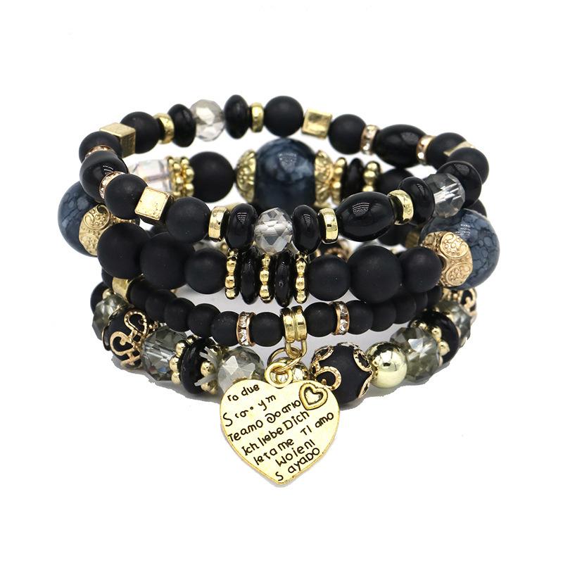 Boho Vícevrstvý Náramek Personalizovaný Tyrkysový Korálkový Cestovní Šperk Náramek Šperk Náramek