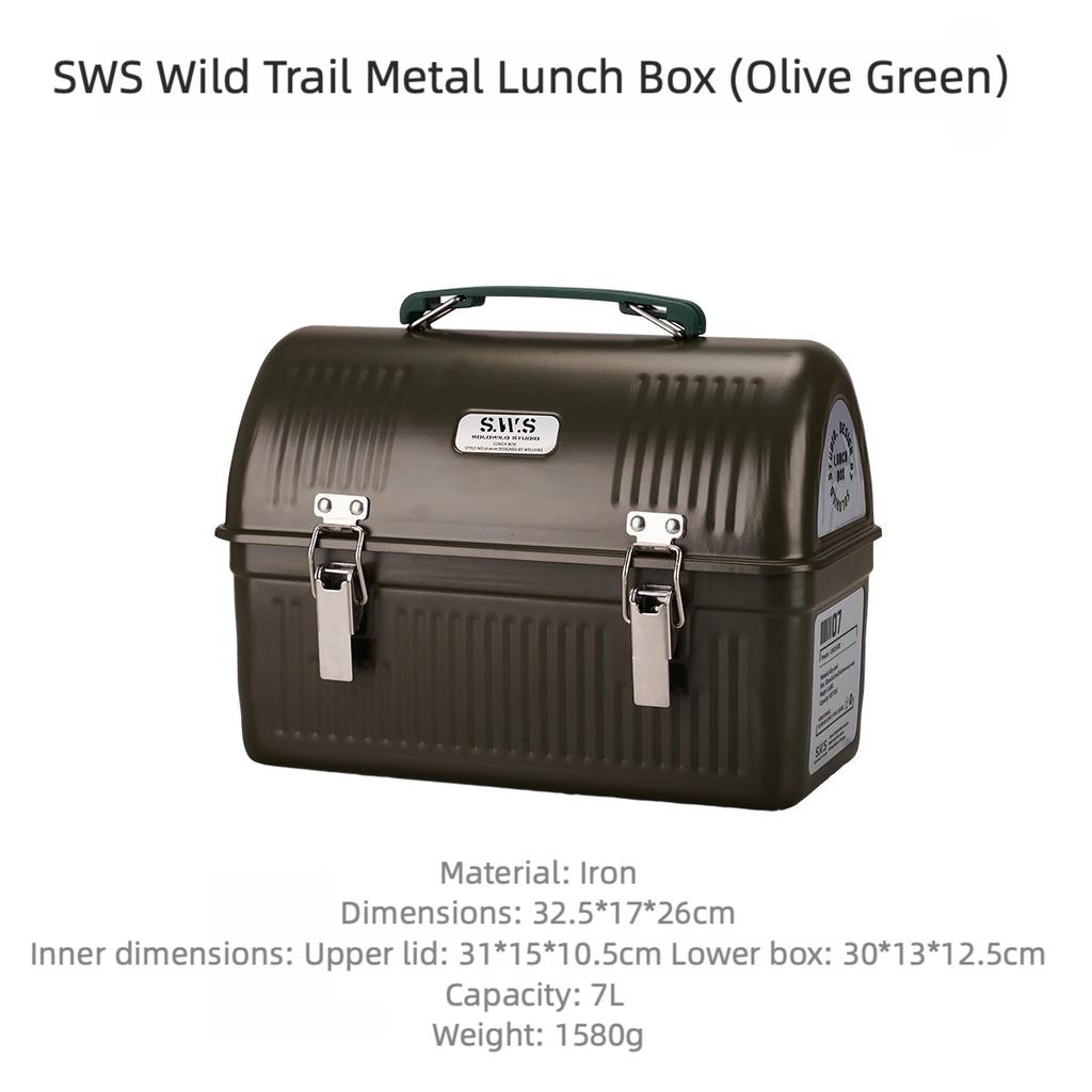 WELLHIKE SWS Vintage Camping Metall-Mittagessenbox Kaffee Tee Outdoor-Ausrüstung Werkzeugkasten Aufbewahrungskoffer