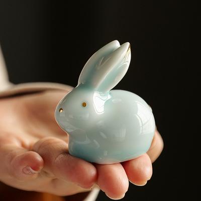 Kreativität Keramik Tee Mini Kleines Kaninchen Modell Statue Ornamente Tierfigur Dekoration Zubehör Handwerk