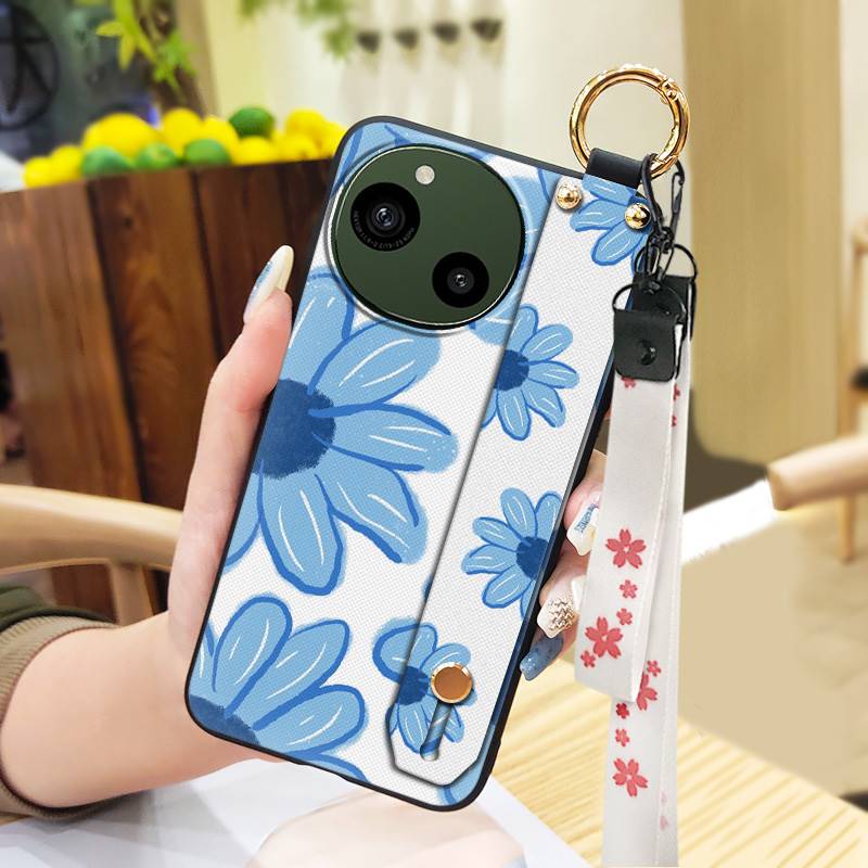 Wrist Strap Waterproof Phone Case For Sharp Aquos R9/SH-51E Oil Painting Anti-knock Ring Durable Kickstand Soft case