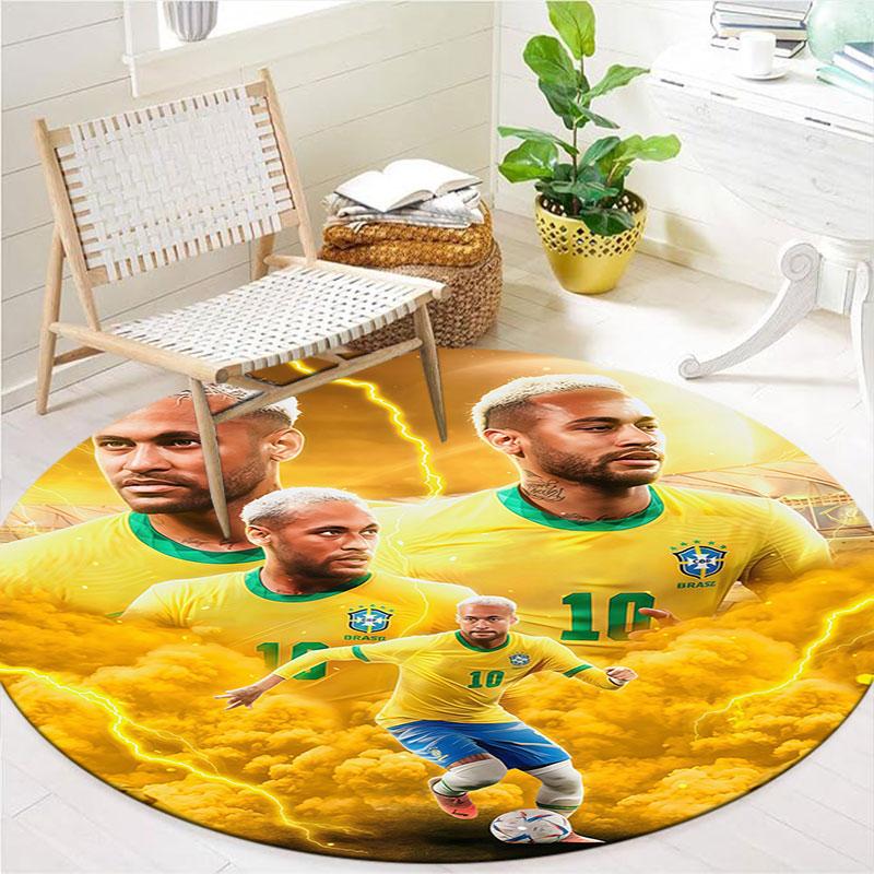 Neymar Round Area Rug,Carpet Rug for Living Room Bedroom Sofa Playroom Decor,Non-slip Floor Mat