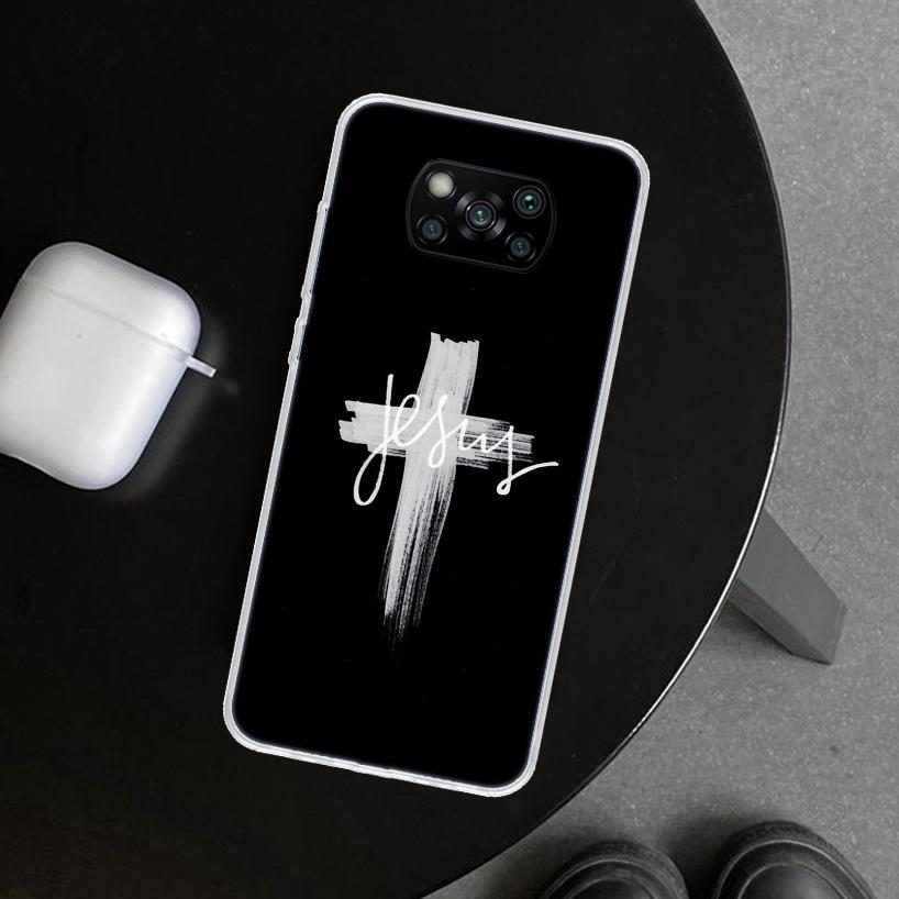 God Jesus Pray Cross Phone Case Cover for Xiaomi Poco X6 X5 X7 Pro F7 Ultra Redmi 15C 15 13C 13 12C 12 10C 10 10A 9C 9A 9T 9 Coq
