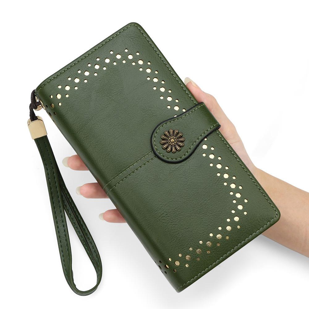 Minimalist Pu Leather Long Wallet With Zipper For Daily Use And Card Storage