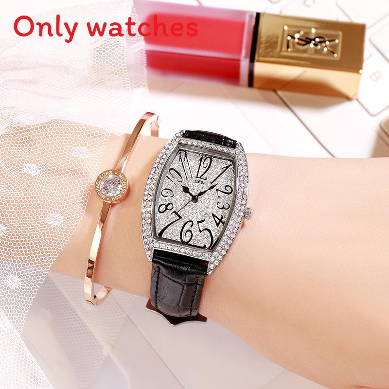 Vintage Leather Ladies Watch With Quartz Movement For Casual Wear And Rhinestone Decoration BlackSilver