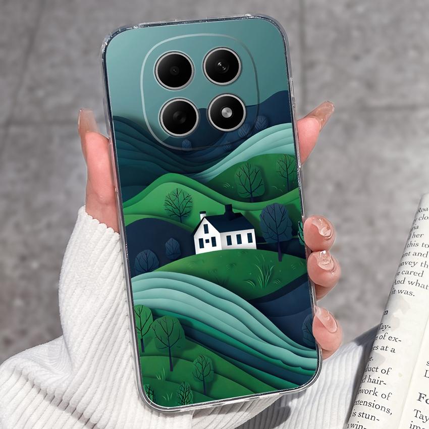 For Redmi Note 15 14 13 Pro Plus 5 5A 4 4X Phone Case Chinese Style Red-Crowned Crane Patterns Transparent TPU Shockproof Casing For Redmi Soft Covers