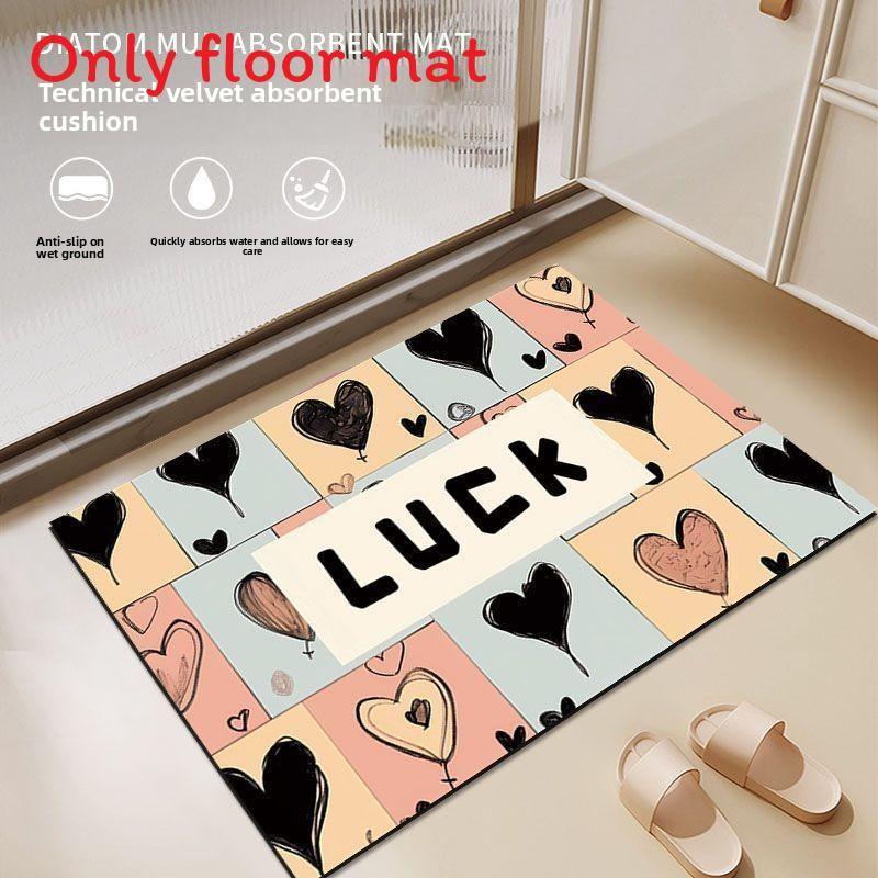 

Heart Letter Colored Shaped Pattern Plush Cushion Carpet Kitchen Carpet Toilet Style B