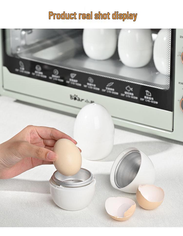 White Egg-Shaped 4-Egg Microwave Steamer Cooker