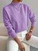 Women's Solid Color Loose Knit Sweater - Half-High Neck, Long Sleeve, Autumn/Winter Fashion.