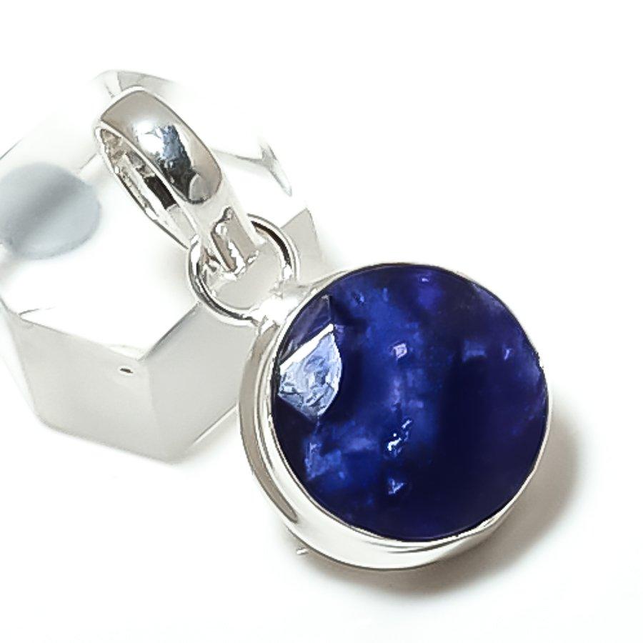 Бирмийский сапфир(Смоделированный)Драгоценный камень 925 пробы Стерлинговое Серебро Ювелирное Изделие Кулон 1.38 ETC-13813
