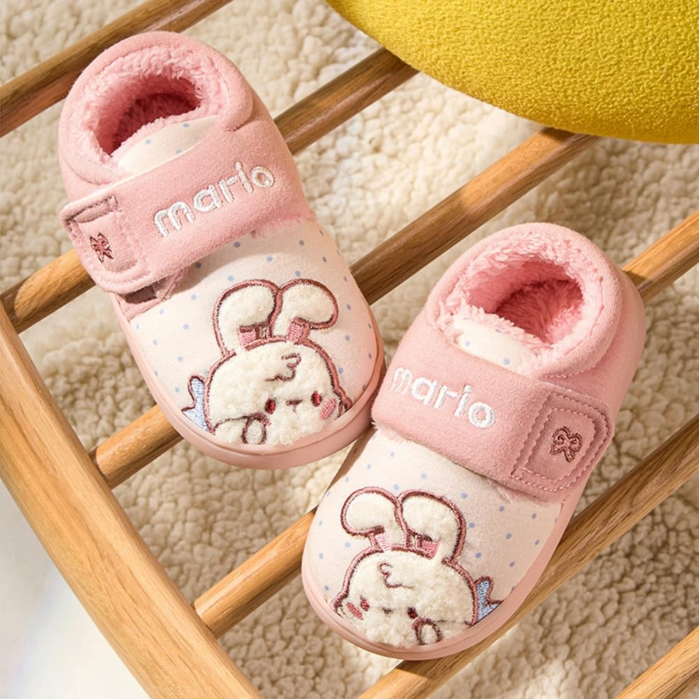 VNGOLERRY Room Heeled Walking Practice Slippers for Boys and Velcro Rabbit and Bear Sizes and 17 Japanese Shoe Kids' Shoes, Fall/Winter Slippers,