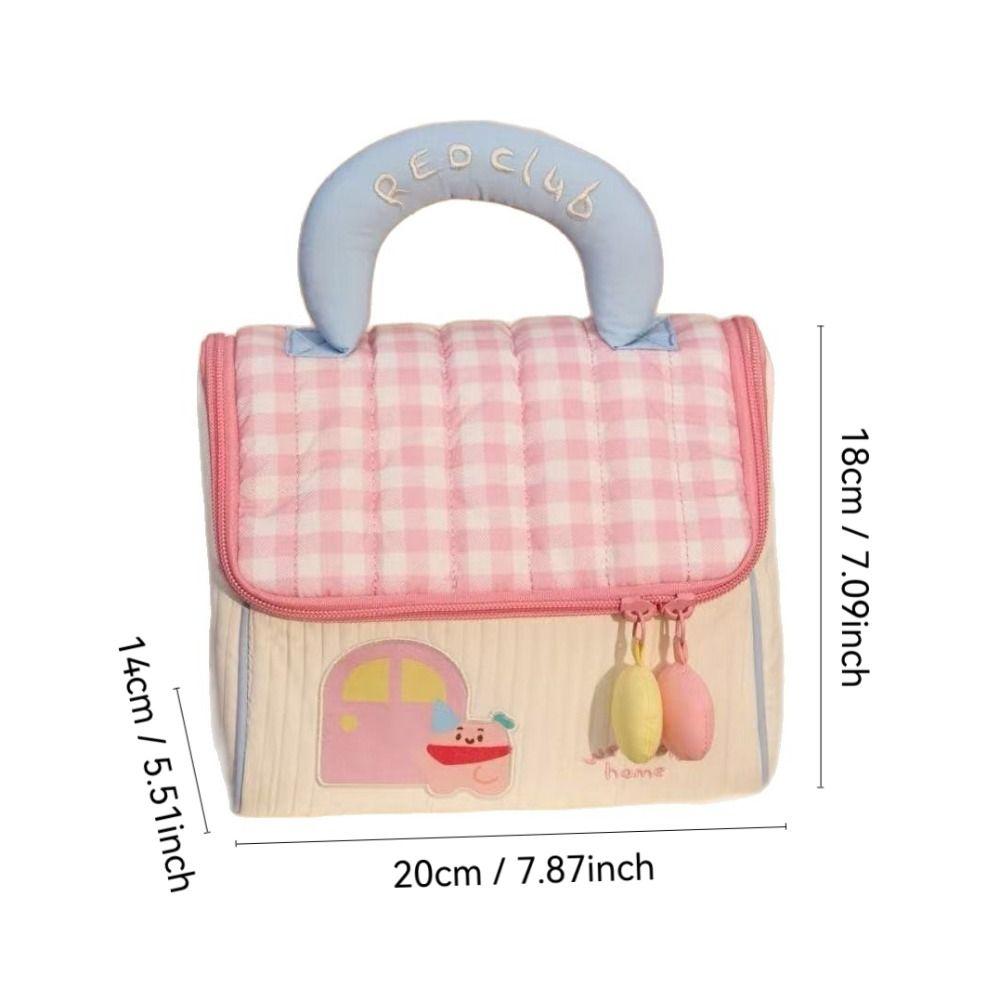 Cute Cottage Makeup Bag Handheld Large Capacity Cosmetics Storage Bag Multifunctional Portable Cosmetic Pouch Travel
