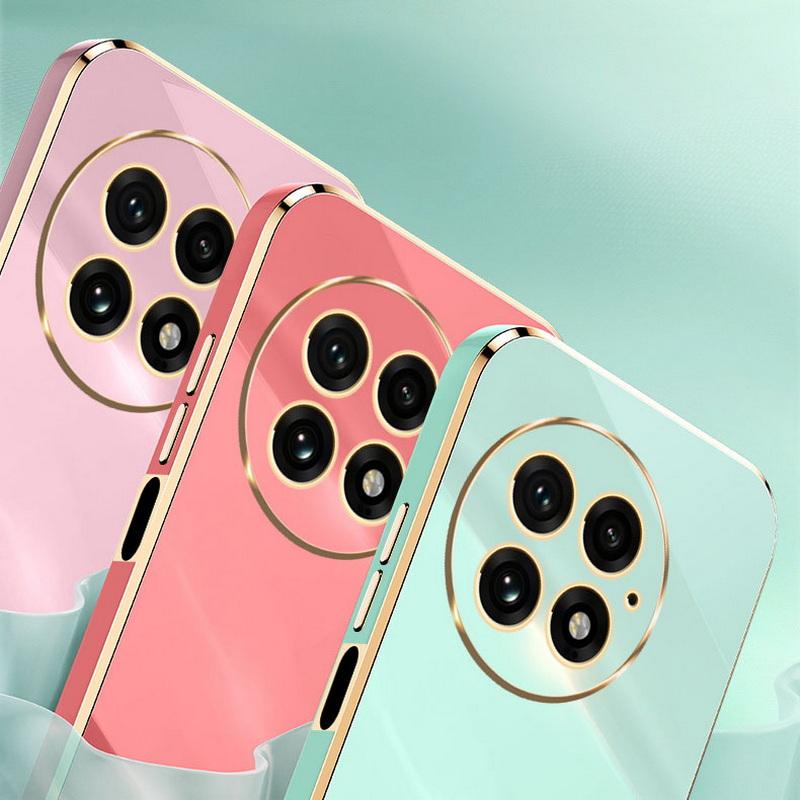 For OnePlus ACE 2 Pro 13 13R 12 11 11R 10T Phone Case Solid Color Plating TPU Slim Shockproof Glossy Soft Lens Protection Bumper Cover