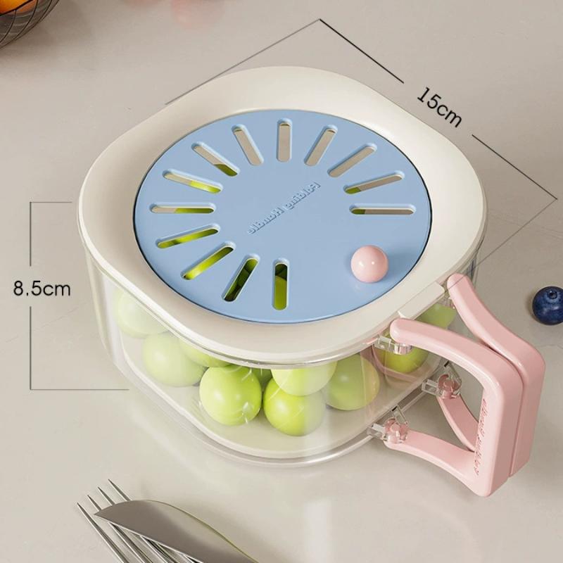 Large Drain Basket Cute Fruit Basket Telescopic Water Filter 2-In-1 Thickened Dehydration Washing Vegetable Basket With Lid