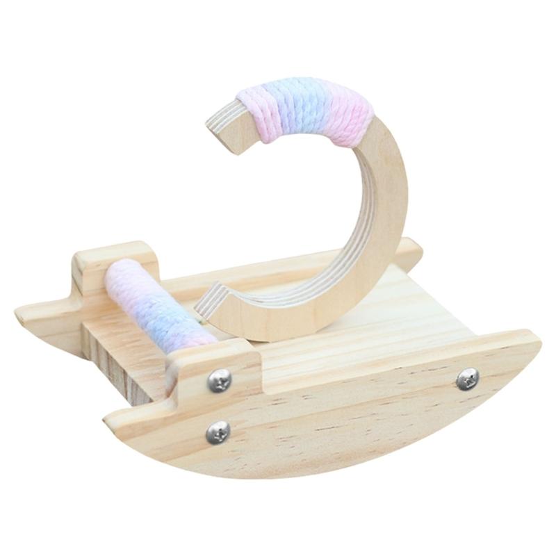 

Natural Wood Parrots Swing With Soft Cotton Rope For Small Birds Mental Stimulation And Balance Training Desktop Companion 1