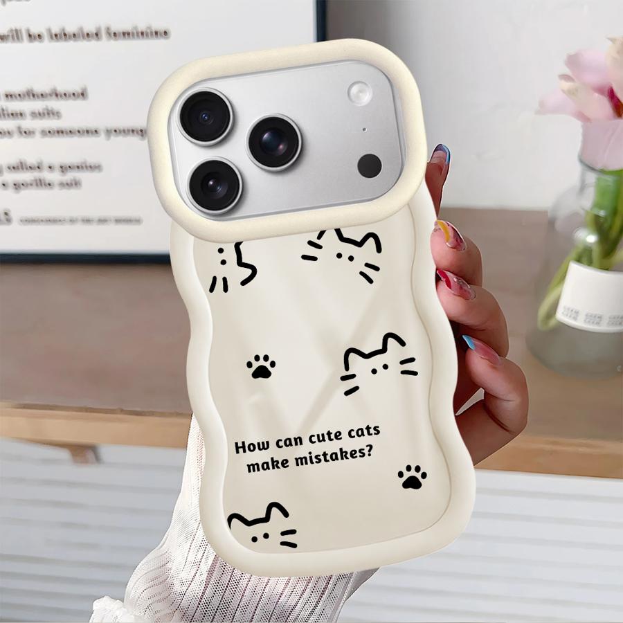 Cute Kitten Paw Prints Case for iPhone 16 Pro Max 14 XR 8 11 13 17 Air 12 15 Plus Soft Phone Cover