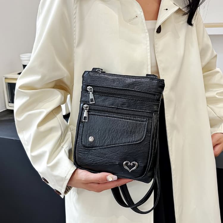 Damen weiche Lederschulter-Crossbody-Tasche Münzbörse