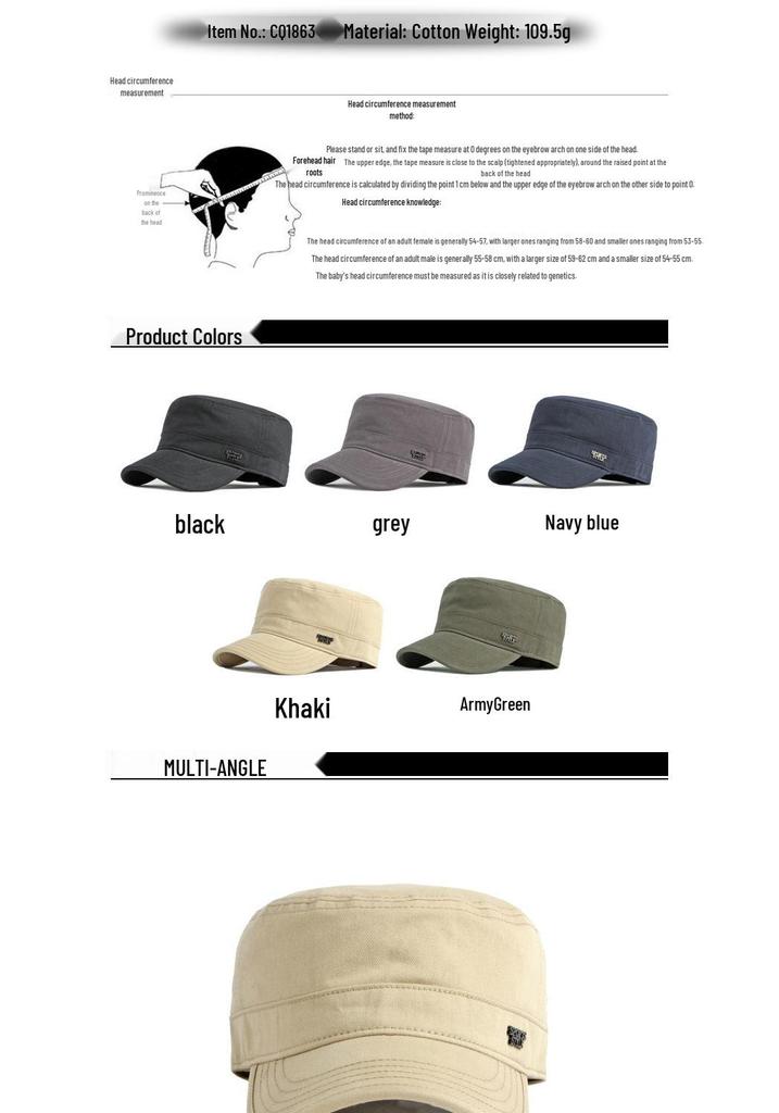 Men's Fashionable Cotton Duckbill Cap - Flat-top, Korean Style Military Hat for Spring/Autumn, Outdoor Sun Protection and Sport.