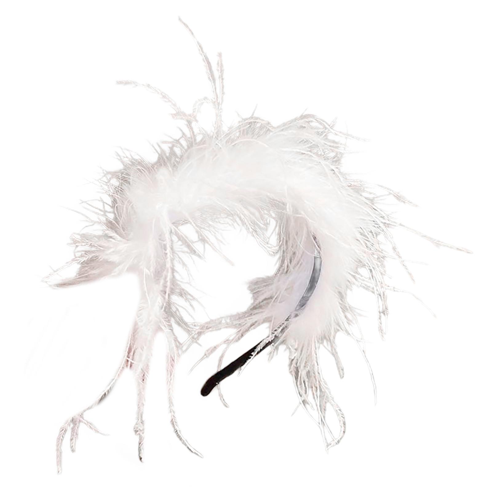 

Элегантная повязка на голову с перьями, мягкий и удобный головной убор, регулируемый аксессуар для волос для женщин и девочек 3