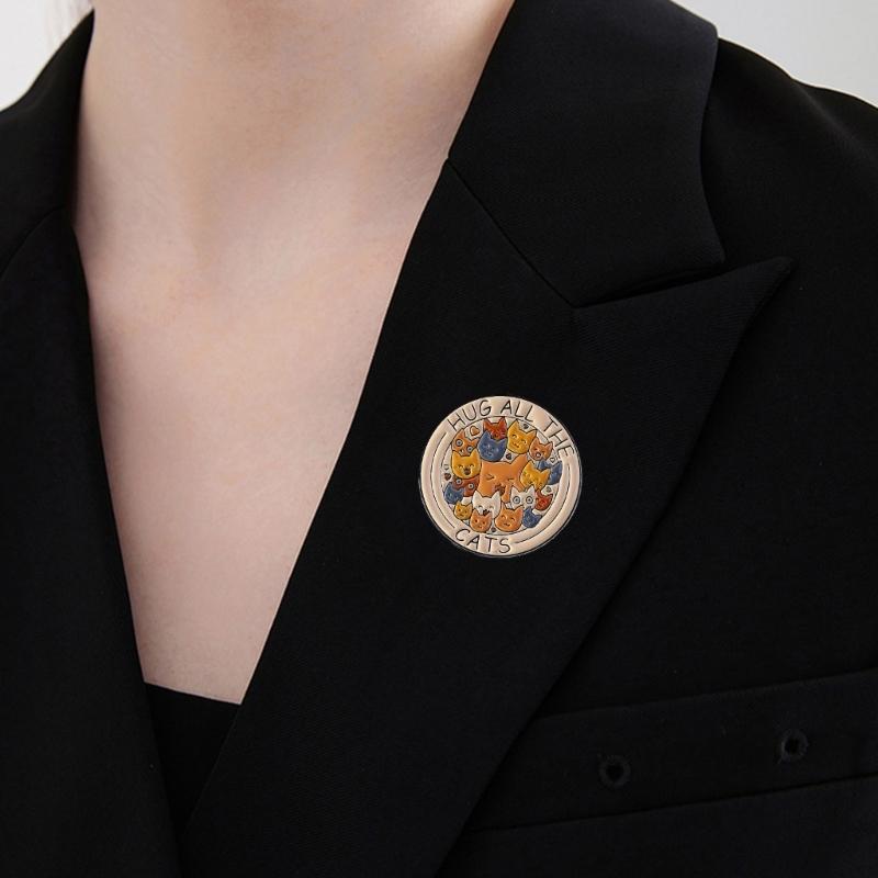 Quirky Letter Kitty Pins Colorfast Coating Lightweight Wear Resistant Badge Pin Jewelry For Casual Party Wear