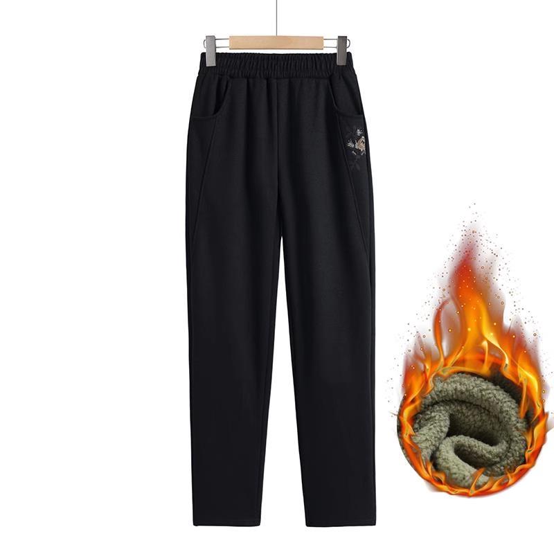 Mom's Thick Fleece Wool Pants for Winter & Middle-Aged Comfort