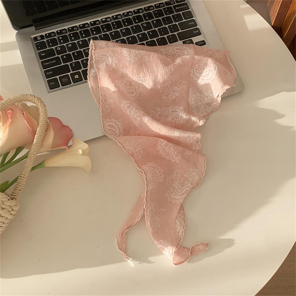 Multiuse Flower Print Headscarf Thin Headwrap Photo Bandana for Women Fashionable Head Covers for Spring Music Festival