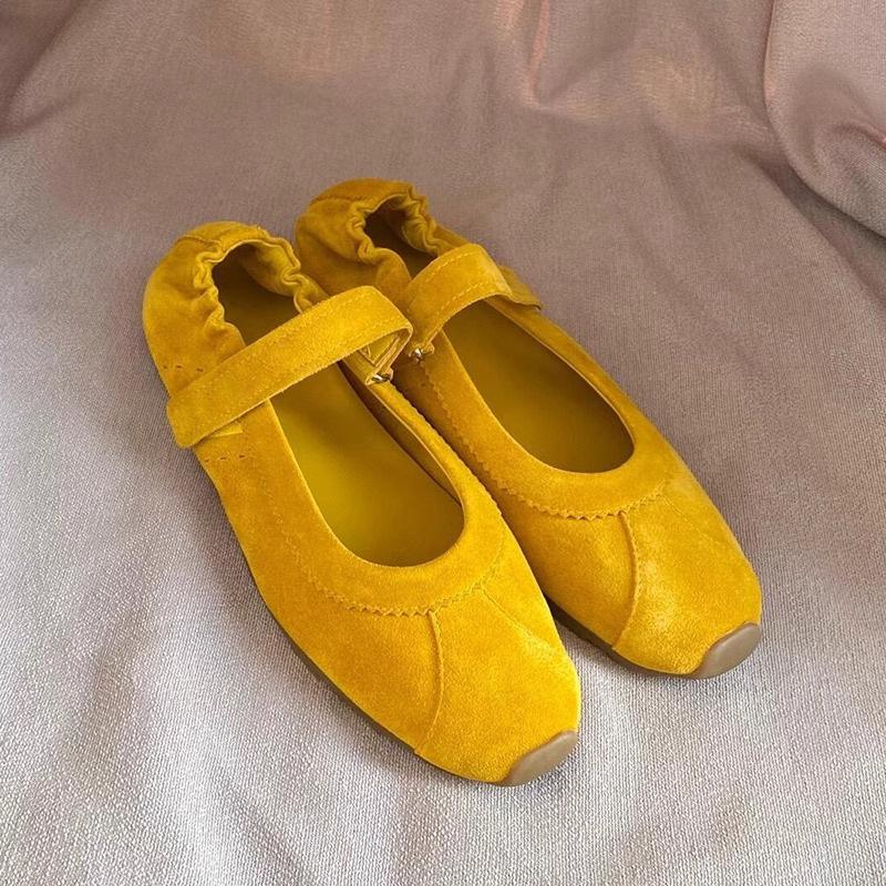 Spot version~ retro leather Velcro word with Mary Jane shoes ballet versatile round head flat sole shoes women