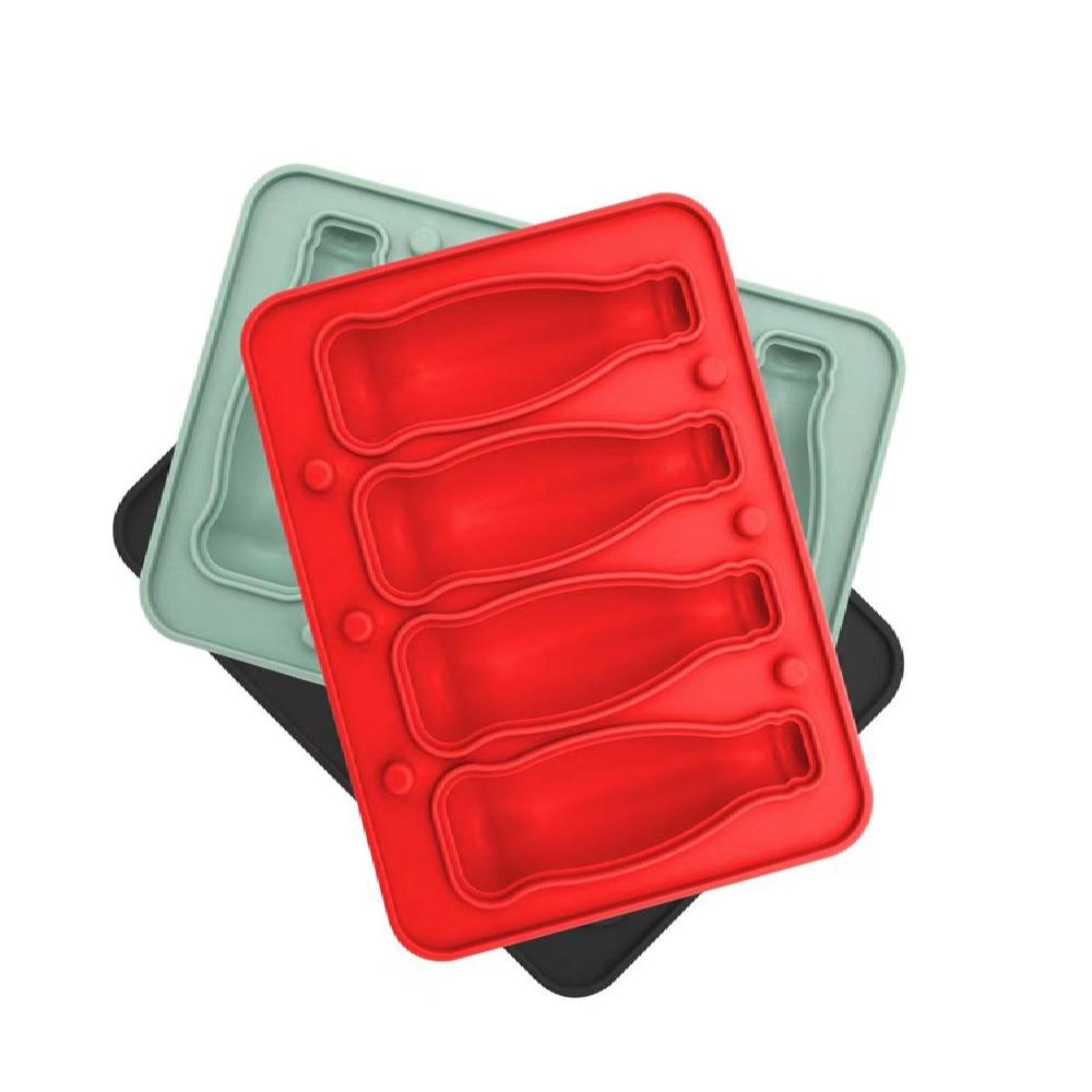 3D Cokes Bottle Shaped Ice Mold with Lid Silicone Maker for Creative Drink and Parties Popsicles Making Tool