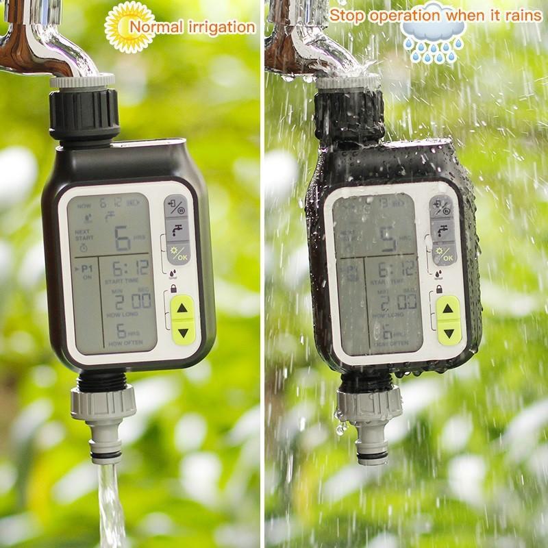 Temporizador de Riego Impermeable Controlador Automático de Temporizador de Riego con Sensor de Lluvia Sistema de Riego Inteligente para Jardín