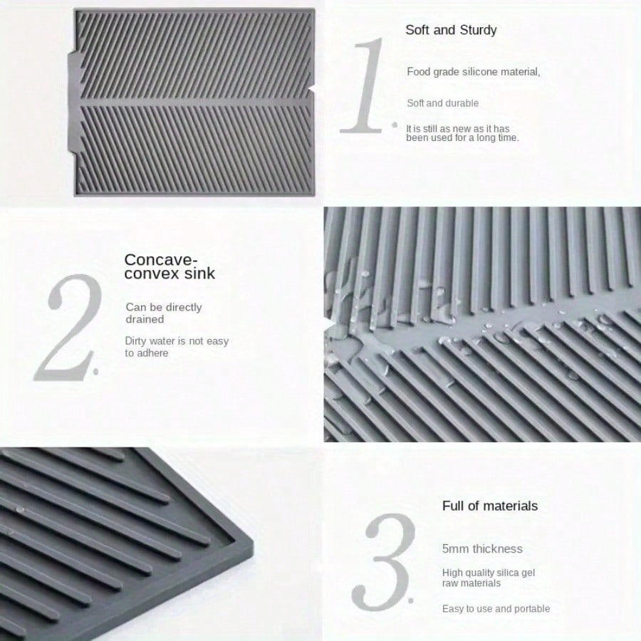 Draining Board Mat Dish Drying Pad Folding Heat Resistant Rectangle Eco-Friendly Drainer for Kitchen Pot Cup