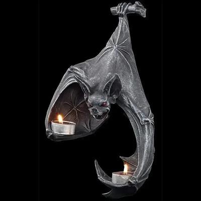 Bat Wall Tea Set Halloween Candlestick Bat Statue Garden Hanging Candlestick Garden Home Halloween Decoration
