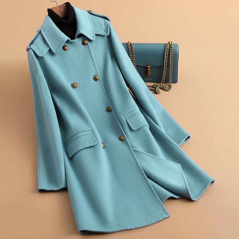 

Шерстяное пальто женское новое осеннее модное темпераментное с высоким чувством стиля средней длины женское шерстяное пальто L Recommend about 124-67.5kg