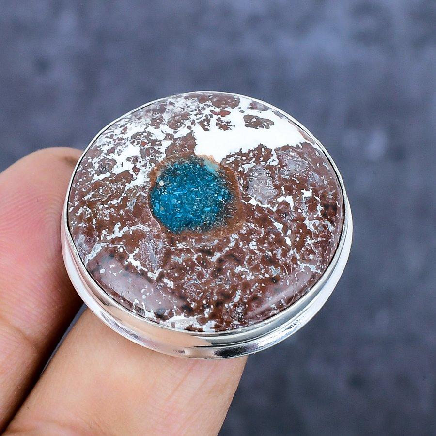 Natürlicher Wildpferd Edelstein 925 Sterlingsilber Schmuck Ring Größe 8.5 O6J36