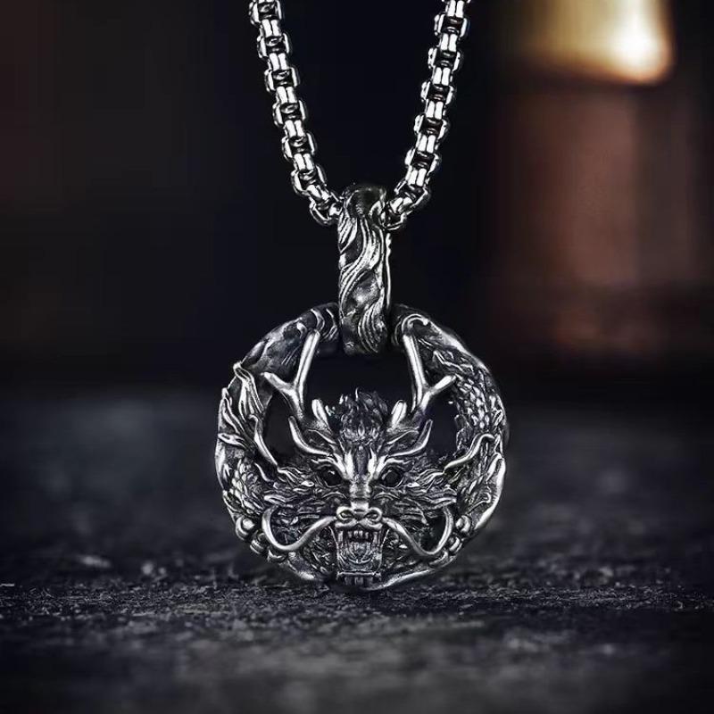 Majestic dragon pattern replica Thai chain men s modern fashion retro personalized unisex fashion pendant