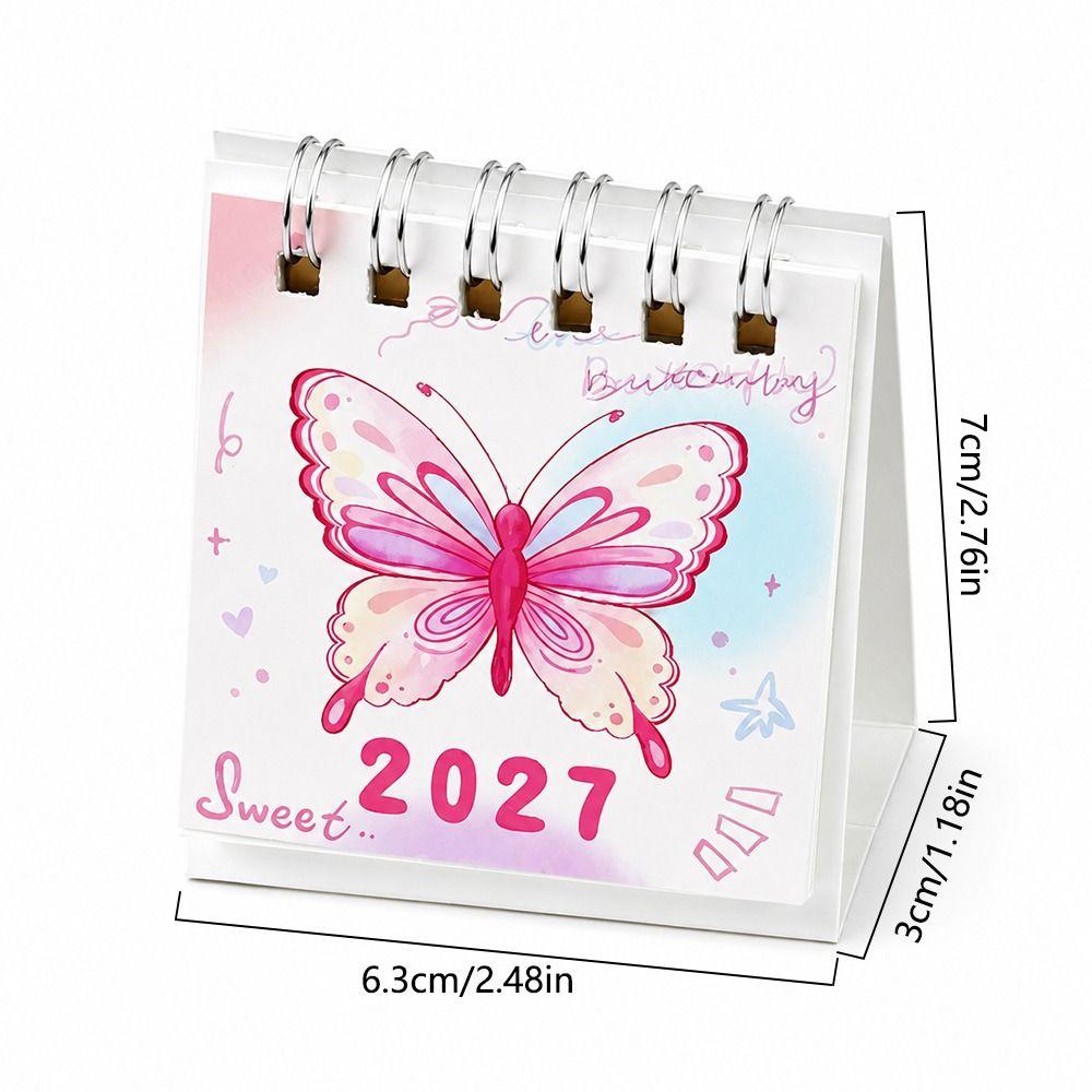 Butterfly Pattern Flip Calendar Portable Desktop Planner 2027 Desk Calendar Daily Planning