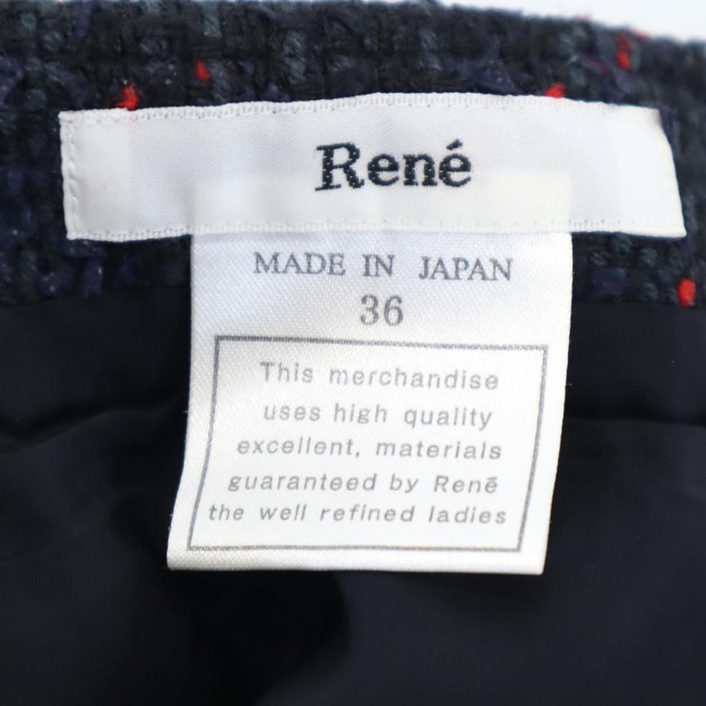 Rene made in Japan Minirock aus Tweed 36 Navy System TISSUE Damen Gebraucht