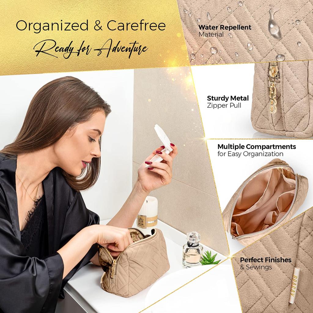 BOACAY Small Makeup Travel Cosmetic Pouch for Women and Zippered Toiletry Organizer for Cute Mini Case for Accessories and Brushes Bag, Kids, Purse,