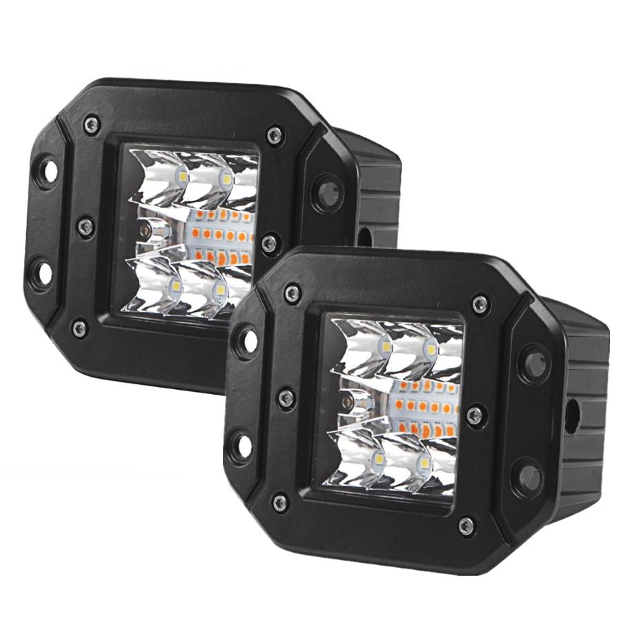 2PCS Flush Mount 4.8 INCH CREE 96W 9600LM Combo Flood Spot Led Work Light Cube pods Off road Fog Lamp Driving Light