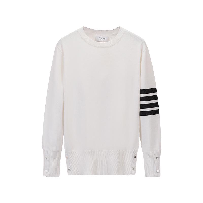 TB BROWIN Wool Four-Bar Round Neck Sweater
