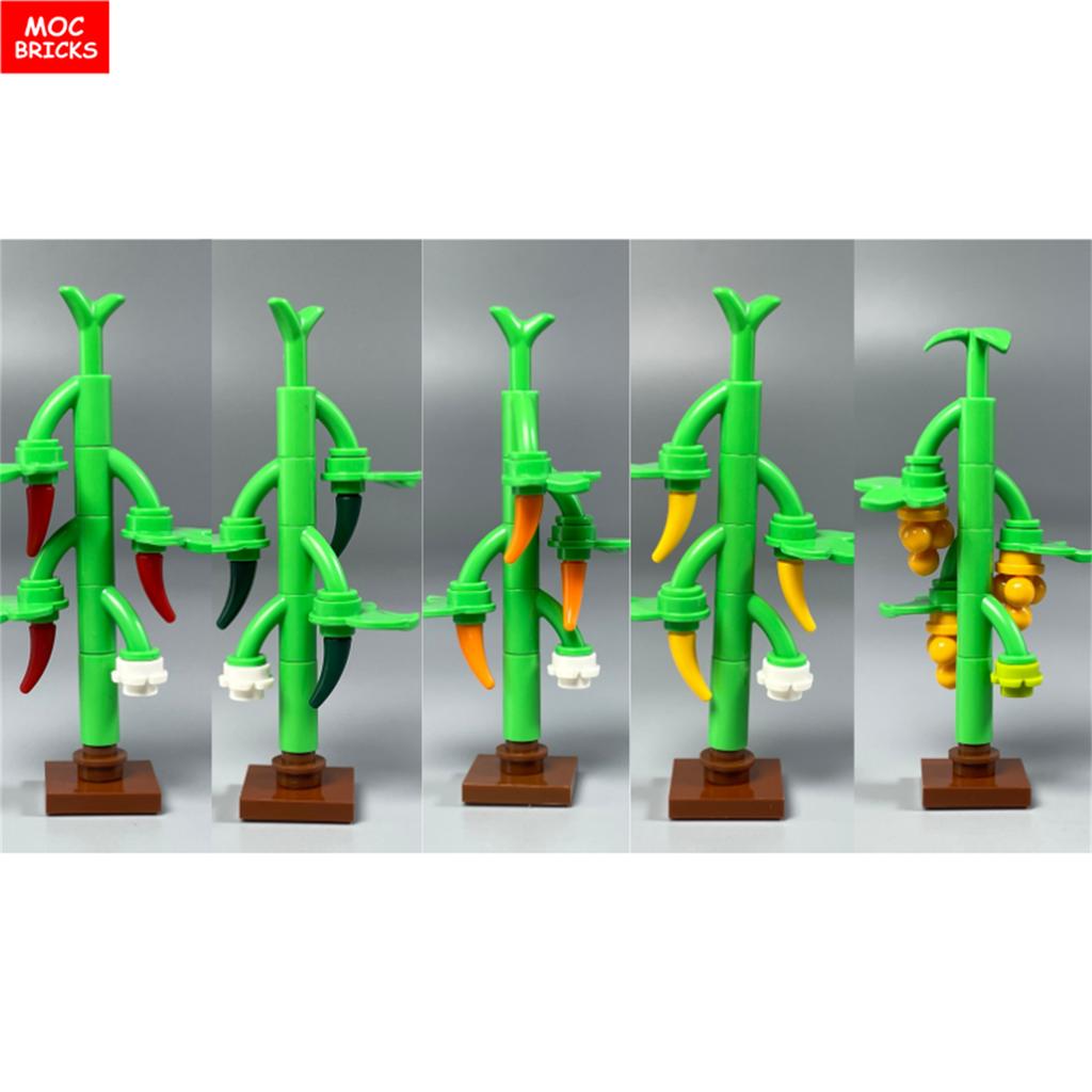 MOC Bricks Pepper Vegetable Field Jungle Lake Garden Farm Scene Plants Farmland House Decoration Building Blocks Kids Toys