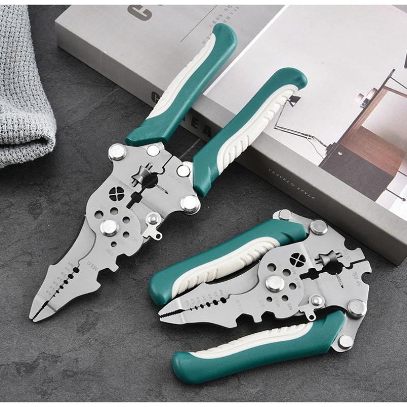1Pc 1 Universal Folding Wire Stripping Pliers Multifunctional Stripping Wire Winding Crimping Wire Cutting Electrical Pliers