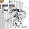 1Pc Black And White Bamboo Forest Mist Pattern Shower Curtain, Machine Washable Polyester With Hooks, Bathroom Decoration