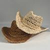 2026 Handmade Hollow Nature Cowboy Hat for Men Women Vintage Straw Weaving Beach Sun Hat Gentleman Lady Beach Cowgirl Hat