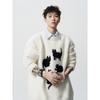 Heavy Mohair Knit Sweater for Men, Winter Trendy Brand, Lazy Style Cartoon Sweater, American Loose Fit Couple Casual Jacket