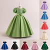 New Girls' Princess Dress with Fine Sequins, Puff Sleeves, and Spliced Satin Tutu Skirt