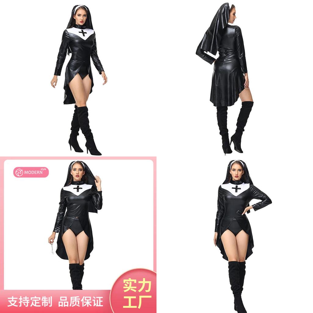 2023 New Halloween Nun Role Play Costume Sexy Nurse Cosplay Stage Performance Outfit Polyester Fabric