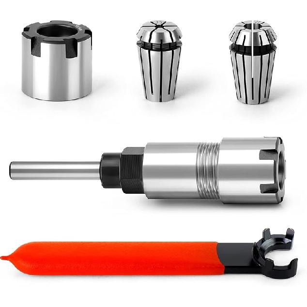 1/4 Inch Shank Router Bit Extension Collets ER20M Extender Chuck Converter Adapter, Convert 1/2-Inch & 1/4-Inch Shank Bits for Milling Lathe Tool