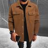 2026 New Men's Woolen Jacket, Solid Color Coat with Turn-down Collar and Buttons, Casual Overcoat